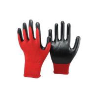 Перчатки нейлоновые с нитриловым обливом черные/красные люкс (1 пара)