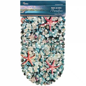 Коврик на присосках 69x36 см овальный Морские камушки цветной