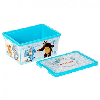 Ящик для игрушек 33,5x24,0x15,5 см Маша и Медведь голубой