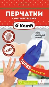 Перчатки латексные Komfi голубые L (1 пара)
