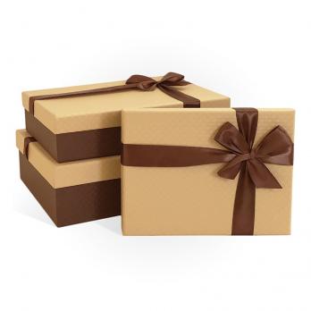 Коробка подарочная 20x15x5 см Бант карамель/шоколад (арт. Д10103П.211)