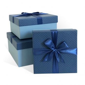 Коробка подарочная 17x17x7 см Бант темно-синяя/голубая (арт. Д10103К.142)