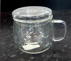 Чашка стеклянная 450 мл с крышкой и ситом для заваривания (арт. TC-G023)