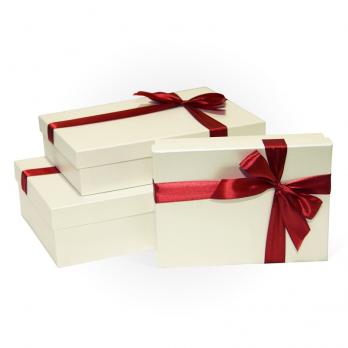 Коробка подарочная 29x19x8 см Бант ваниль белая лента (арт. Д10103П.198)