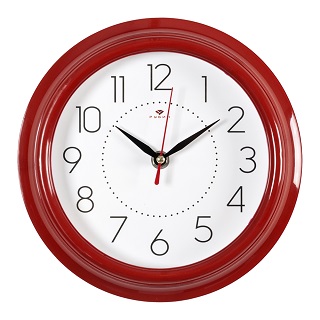 Часы настенные 21x21 см круглые Классика красный корпус
