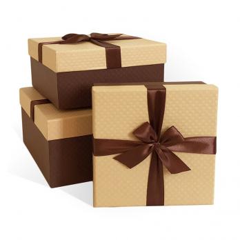 Коробка подарочная 17x17x7 см Бант бежевый верх шоколад (арт. Д10103К.141)