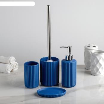 Набор для ванной керамический Моно синий (4 предмета)