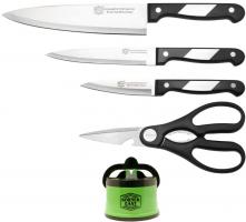 Ножи Borner Ideal (набор 5 предметов) (нож шеф-разделочный 20 см + нож универсальный 13 см + нож для чистки 9 см + ножницы кухонные + ножеточка c вакуумным креплением к столу)