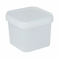 Ведро-контейнер 1 л прозрачное/белое с крышкой (квадратное)