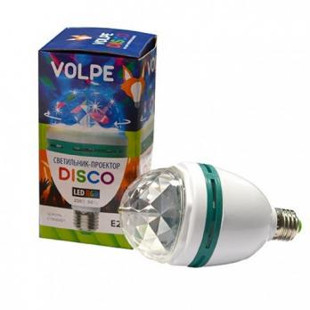 Светильник проектор вращающийся лампа Volpe Disco d=8 см 220V белый 3W Е27 (арт. ULI-Q301)